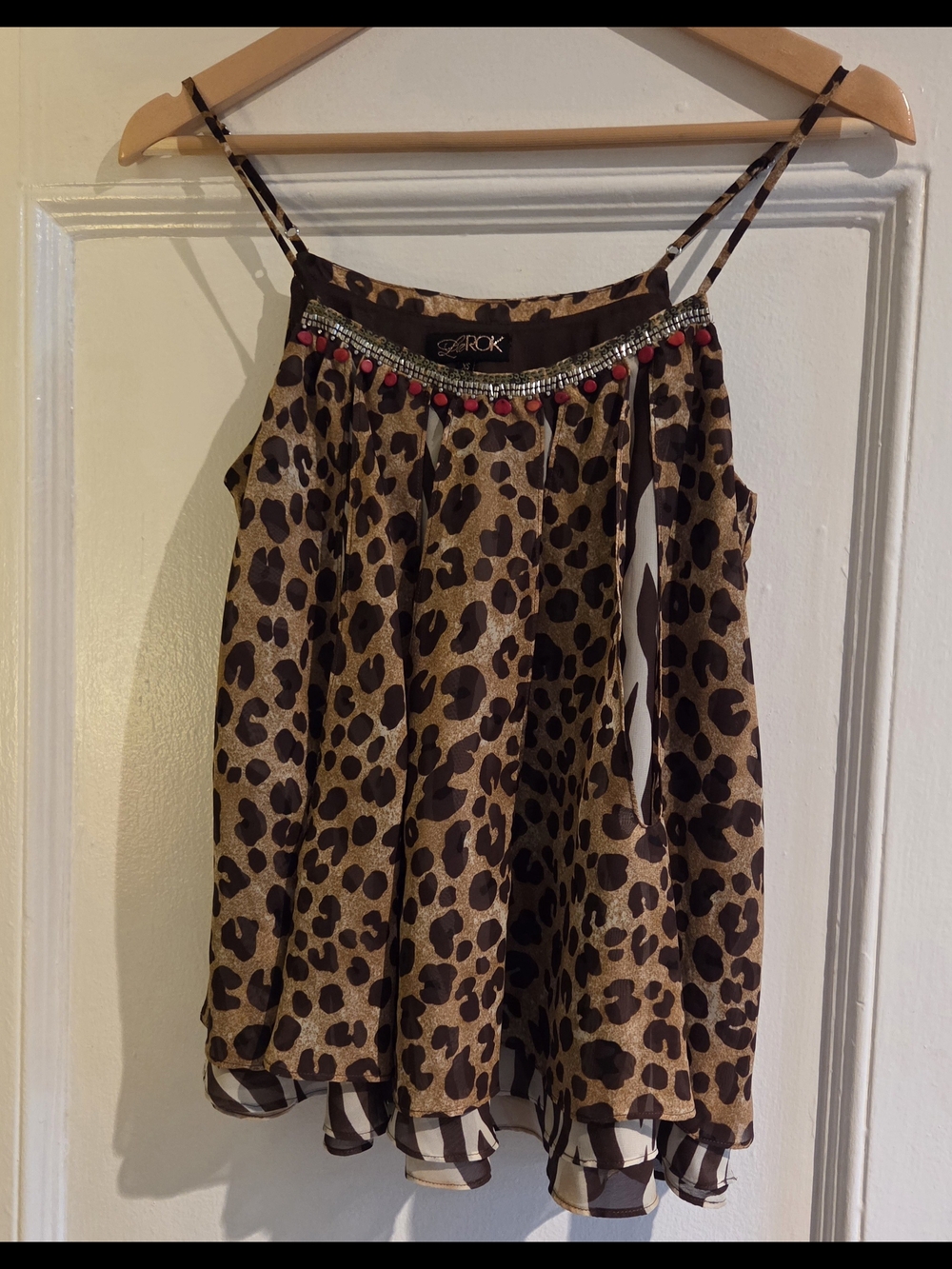 LaROK Leopard Print Beaded Cami Top